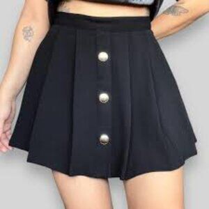 Zara Black Mini Skort with Gold Accents